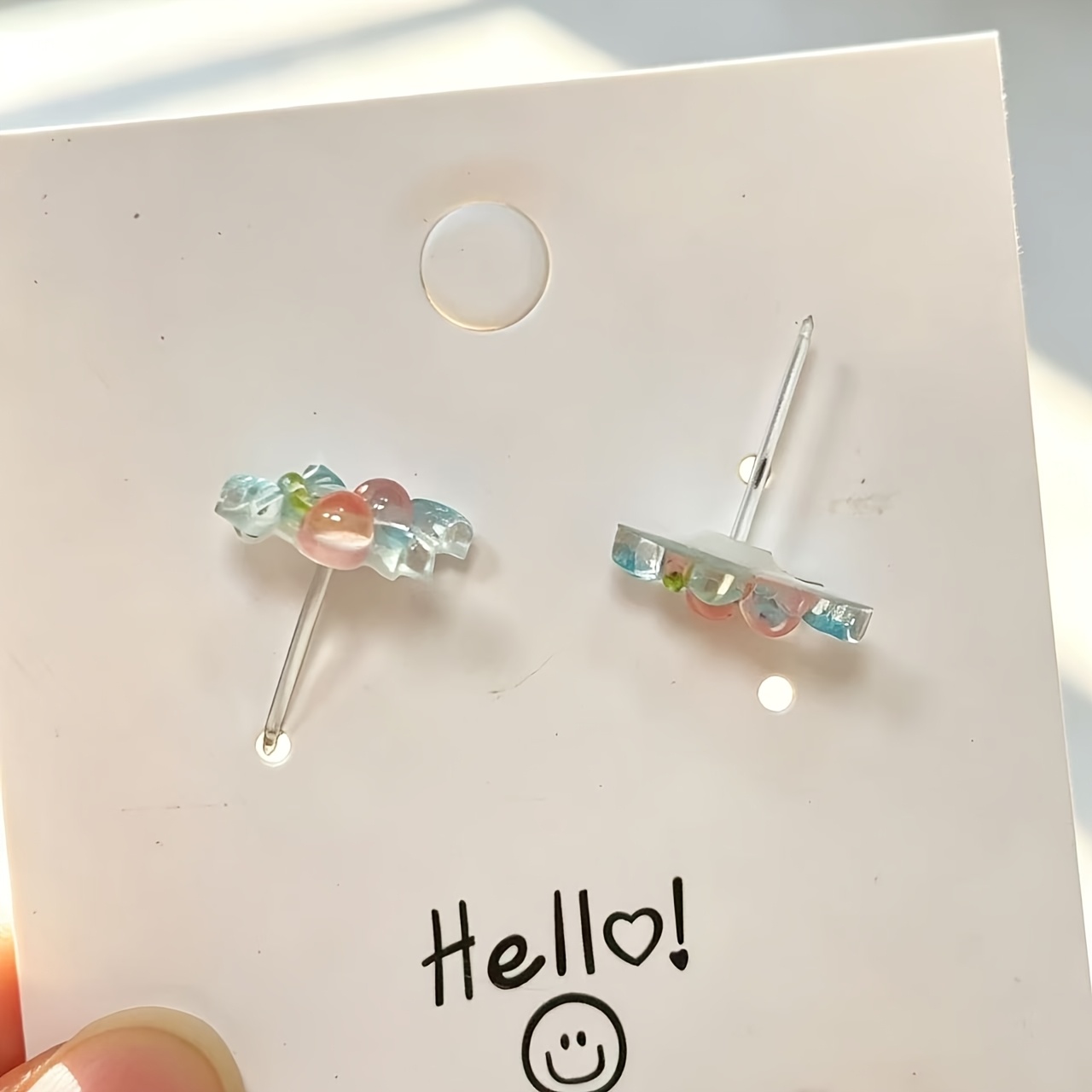Light Blue Bow-Shaped Thread Earrings for Women